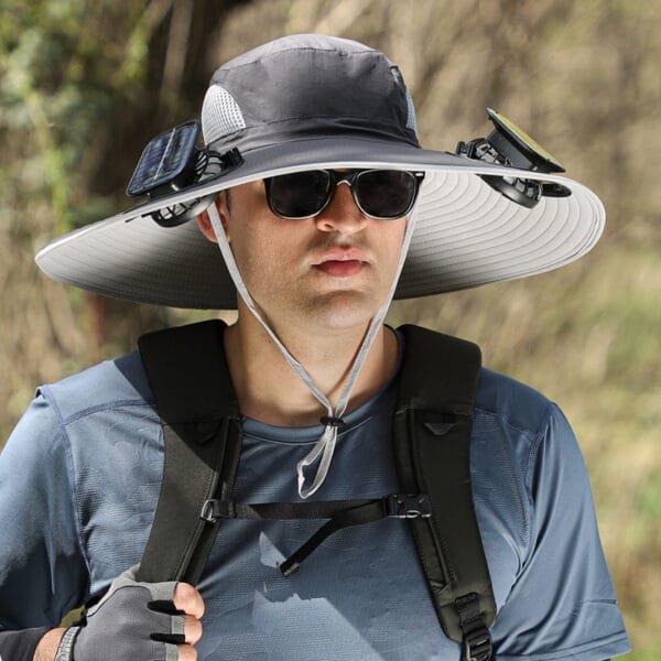 Outdoor Hat with Solar Fan